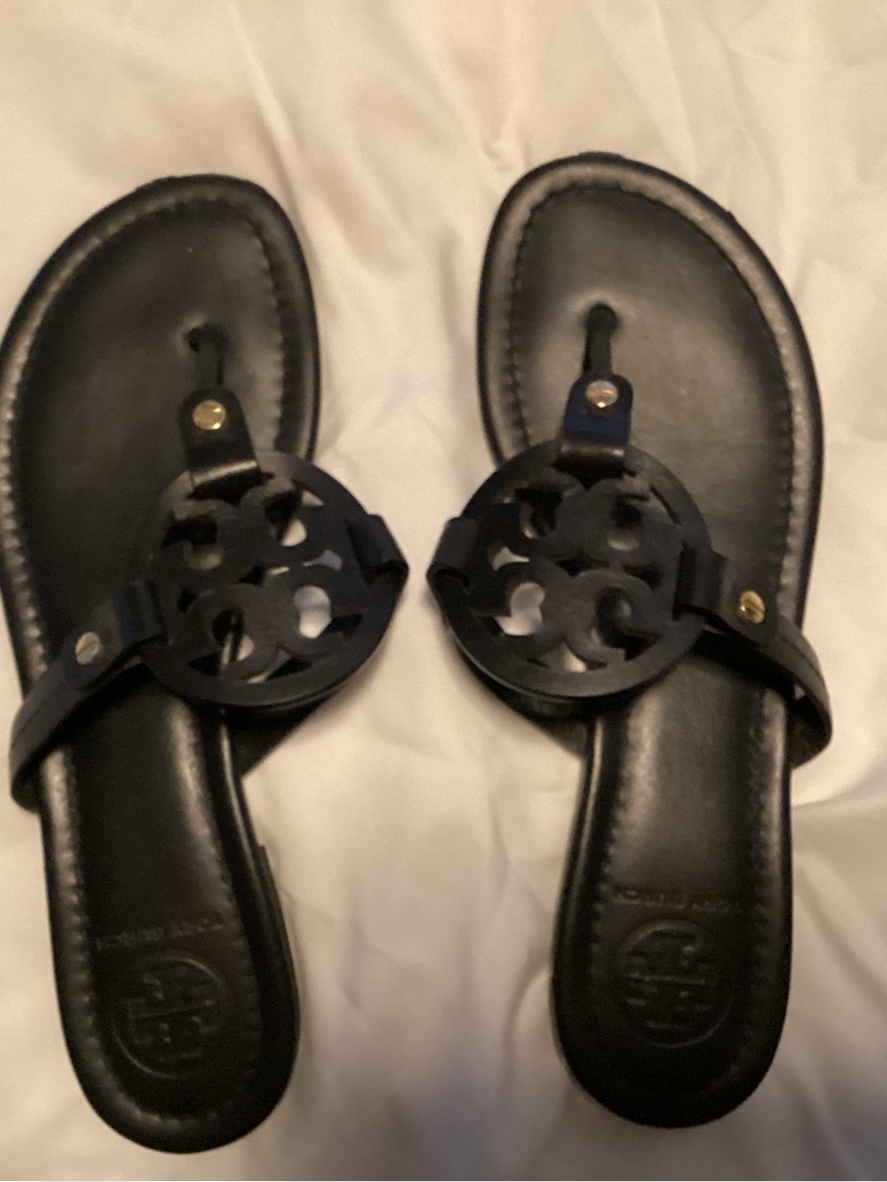 Tory Burch Black Miller Logo Thong Sandals